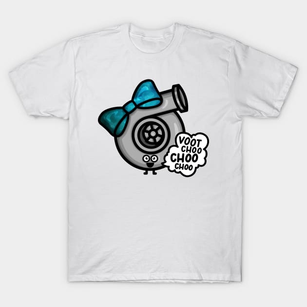 What Does The Cutest Turbo Say - Blue Galaxy Bow T-Shirt by hoddynoddy